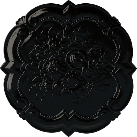 Victorian Ceiling Medallion, Hand-Painted Black Pearl, 24 3/8OD X 1P